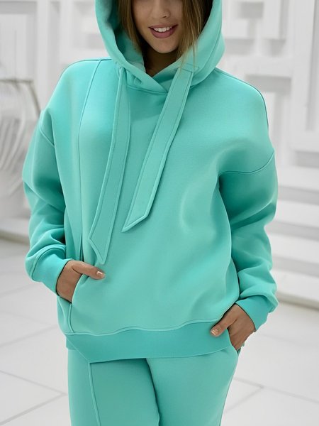 

Loose Casual Hoodie Plain Long sleeve Sweatshirt, As picture, Hoodies and Sweatshirts