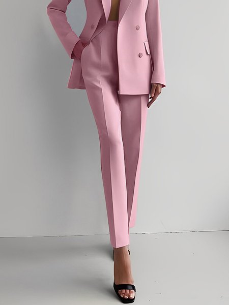 

Regular Fit Plain Elegant Fashion Pants, Pink, Pants