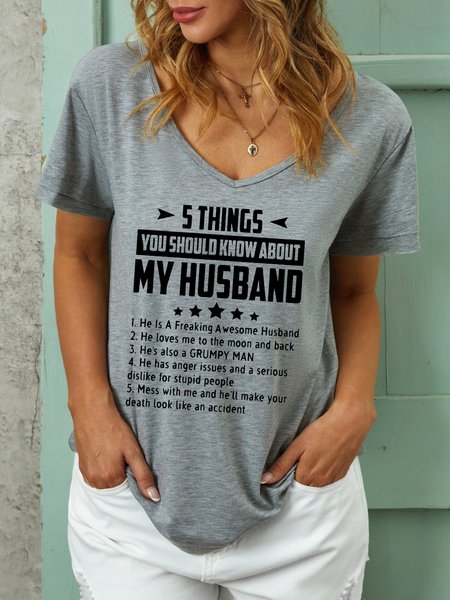 

Five Things About My Husband Shirt & Top, Gray, T-shirts