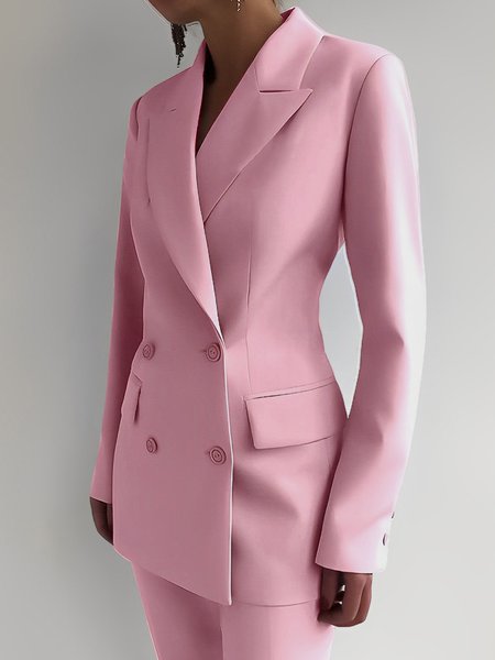 

Regular Fit Elegant Lapel Collar Plain Blazer, Pink, Blazers