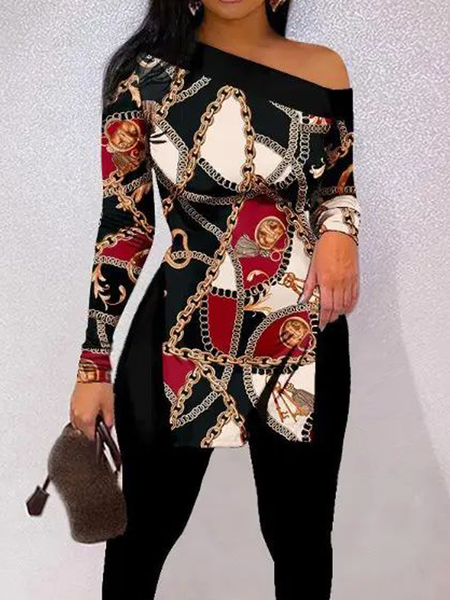 

High Elasticity Tight Asymmetrical Long sleeve Urban Top, As picture, Linen Tops