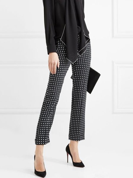 

Polka Dots Urban Regular Fit Fashion Pants, Black-white, Pants
