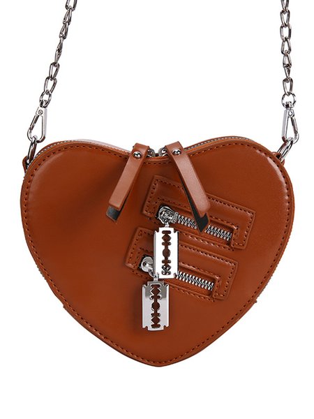 

Valentine's Day Heart Shape Blade Charm Messenger Bag, Brown, Women's Bags