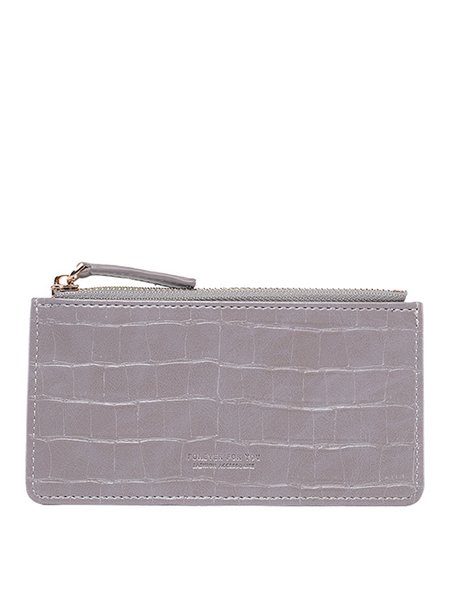 

Women's Croc-Effect Faux Leather Wallet Card Holder, Gray, Women's Bags