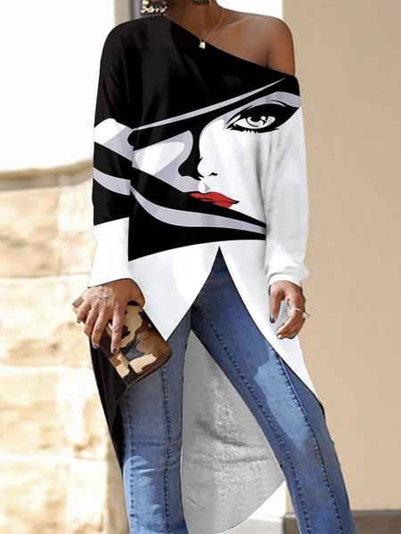

Abstract Urban Long Sleeve Regular Fit Blouse, Black-white, Blouses and Shirts