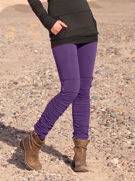 

JFN Plain Casual Stretchy Pants, Purple, Leggings