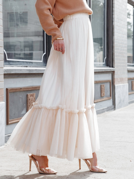 

Plain Regular Fit Voile Elegant Skirt, Dusty pink, Skirts