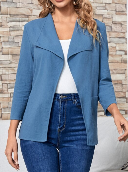 

Shawl Collar Plain Casual Other Coat, Blue, Cardigans