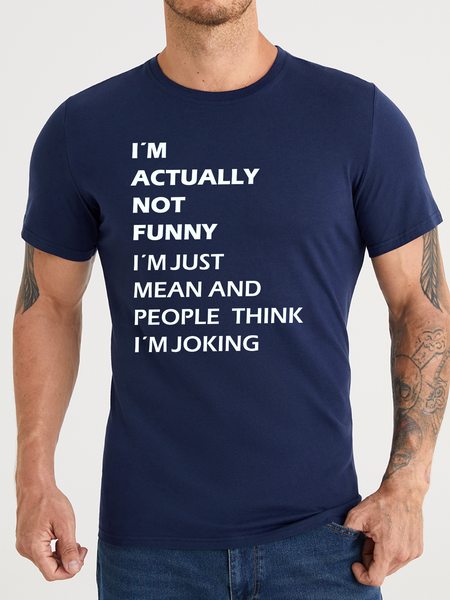 

Lilicloth X Hynek Rajtr I'm Actually Not Funny I'm Just Mean And People Think I'm Joking Men's T-Shirt, Purplish blue, T-shirts