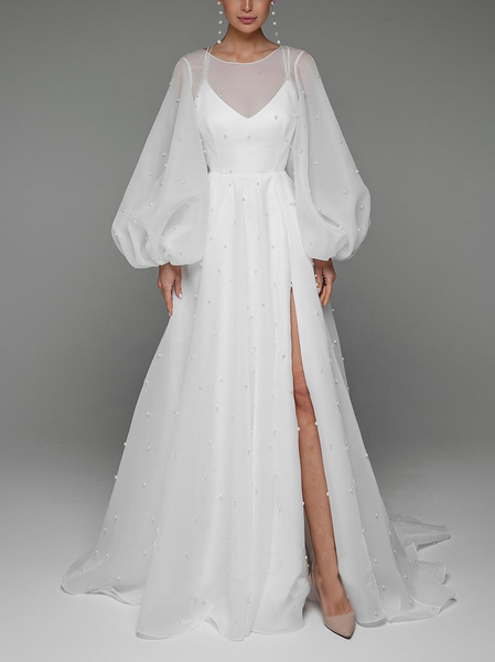 

Elegant Satin Plain Dress & Party Dress, White, Maxi Dresses
