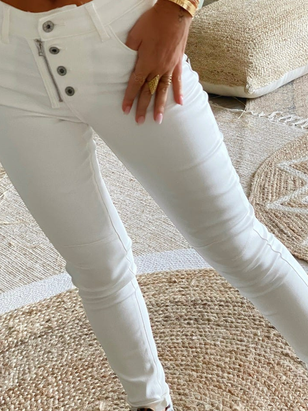 

Plain Regular Fit Casual Jeans, White, Jeans