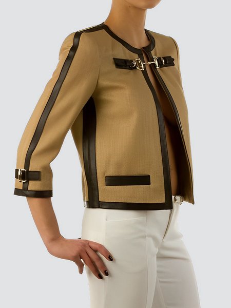 

Plain Urban Regular Fit Crew Neck Jacket, Khaki, Jackets