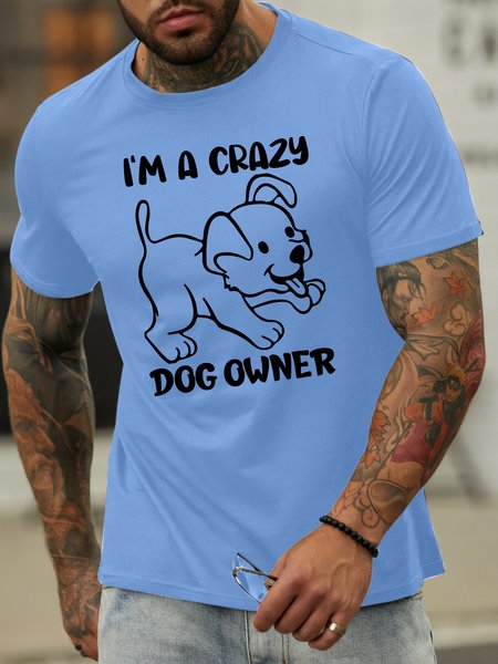

Lilicloth X Abu I'm A Crazy Dog Owner Men's T-Shirt, Light blue, T-shirts