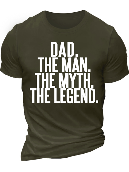 

Men's Dad The Man The Myth The Legend Cotton Regular Fit Crew Neck Casual T-Shirt, Army green, T-shirts