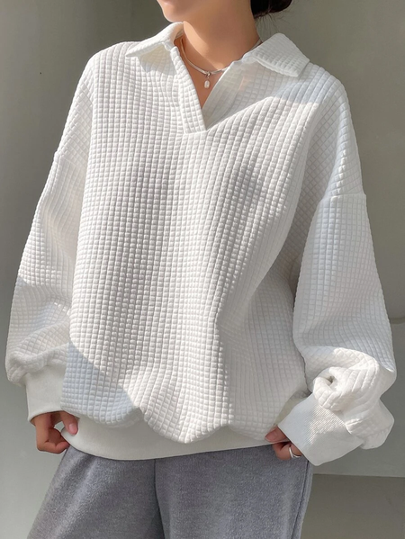 

Plain Casual Loose V Neck Sweatshirt, White, Sweatshirts & Hoodies
