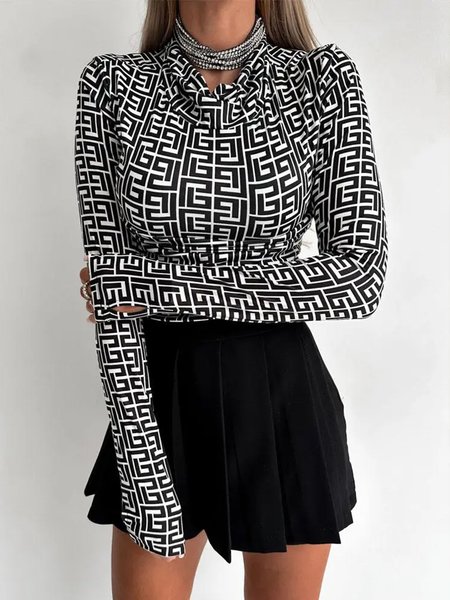 

Geometric Others Elegant Regular Fit T-Shirt, Black, Tees