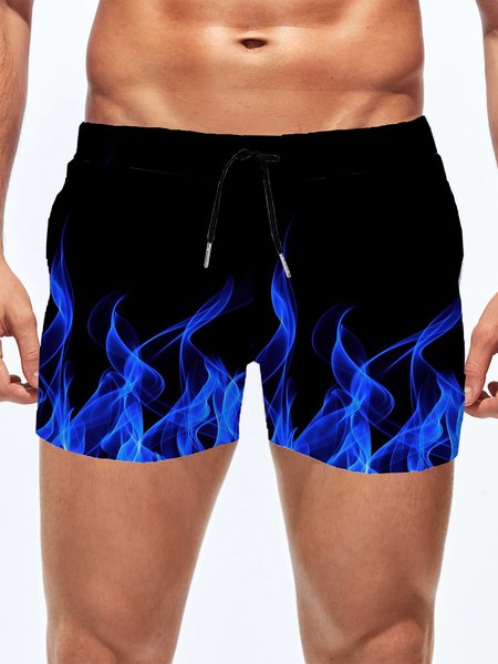 

Simple Abstract Printing Swimsuit Bottom, Blue, Men's shorts
