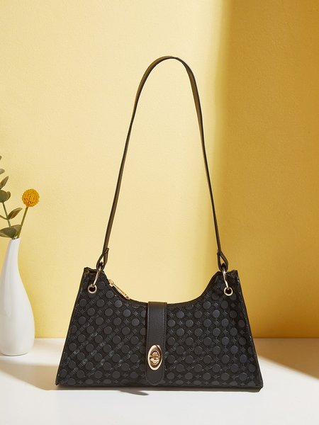 Black Oil Edge Print Polka Dot Underarm Bag, Women's Bags