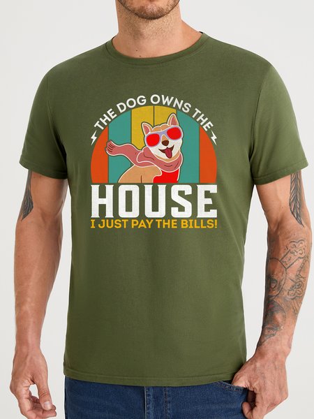 

Lilicloth X Abu The Dog Owns The House I Just Pay The Bills Men's T-Shirt, Green, T-shirts