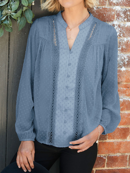 

Casual Chiffon V Neck Loose Blouse, Blue, Blouses & Shirts