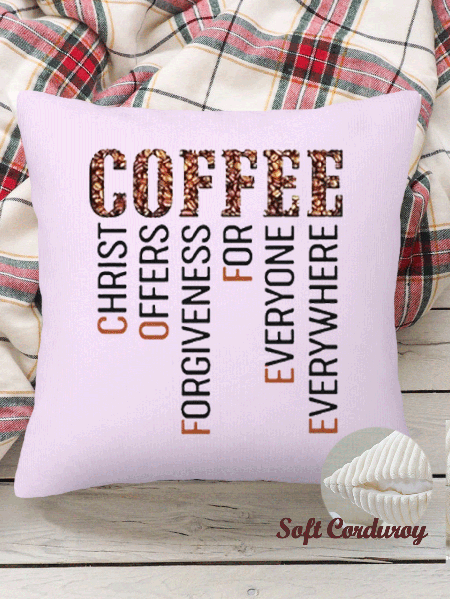 

18*18 Throw Pillow Covers, Christ Coffee Lover Soft Corduroy Cushion Pillowcase Case for Living Room Bed Sofa Car Home Decoration, Purple, Pillow Covers