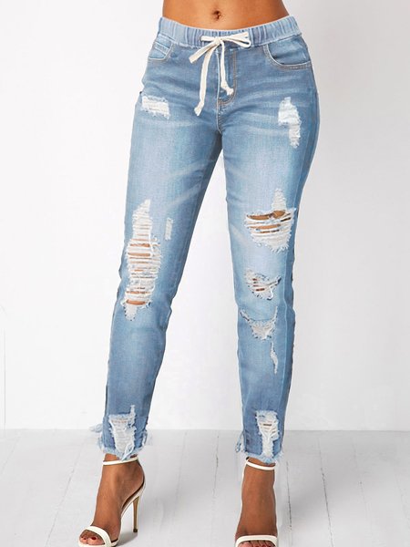 

Regular Fit Casual Plain Denim Jeans, Blue, Jeans