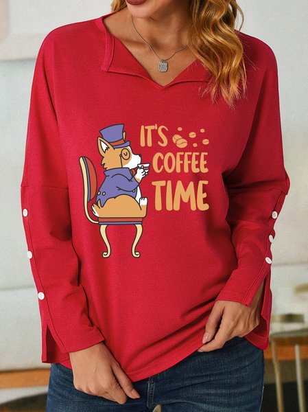 

Lilicloth X Jessanjony It’s Coffee Time Women's Shawl Collar Casual Sweatshirt, Red, Hoodies&Sweatshirts