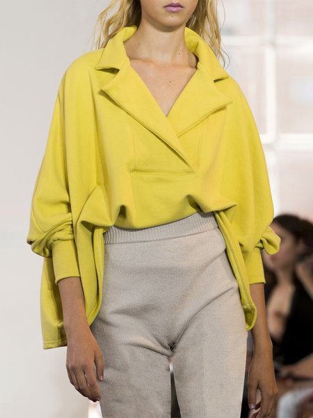 

Long sleeve Loose Shawl Collar Urban Sweatshirt, Yellow, Hoodies and Sweatshirts