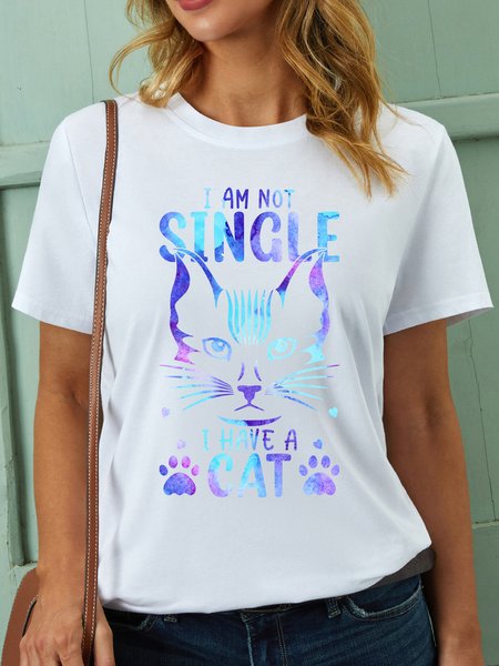

Lilicloth X Abu I Am Not Single I Have A Cat Women's T-Shirt, White, T-Shirts