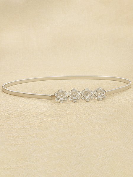 

Casual Floral Metallic Belts Everyday Party Dresses Maxi Accessories, Silver, Belts