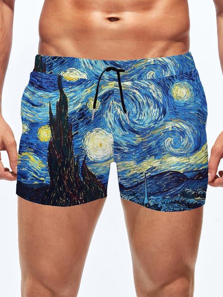 

Vacation Abstract Printing Swimsuit Bottom, Multicolor, Men's shorts