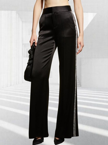 

Casual Color Block Regular Fit Fashion Pants, Black, Pants