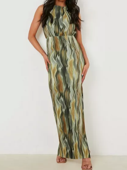 

Striped Regular Fit Vacation Others Dress, Green, Dresses