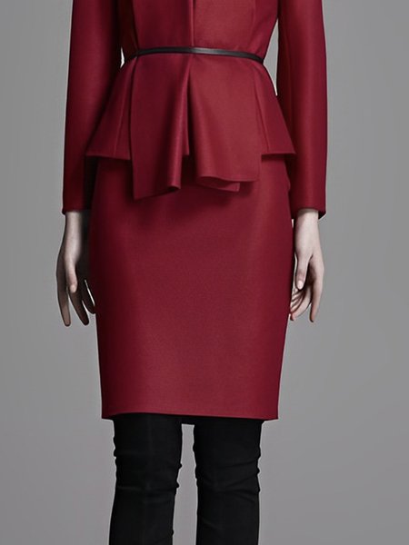 

Regular Fit Plain Elegant Mini Skirt, Red, Skirts