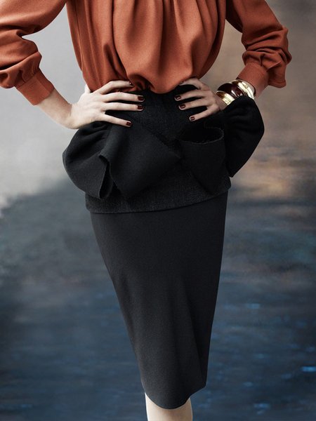 

Daily Regular Fit Plain Elegant Skirt, Black, Skirts