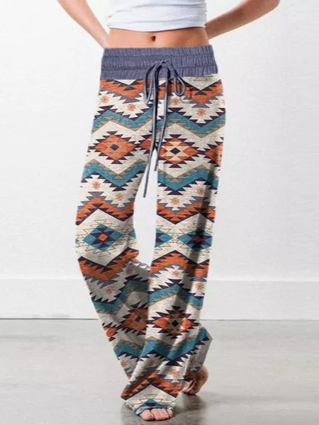 

Casual Loose Geometric Sweatpants, Multicolor, Pants