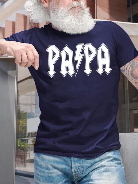 

Men's Papa Funny Graphic Print Casual Loose Text Letters Cotton T-Shirt, Purplish blue, T-shirts