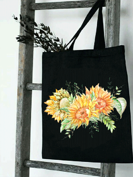 

Sunflower Shopping Tote, Black, Bags