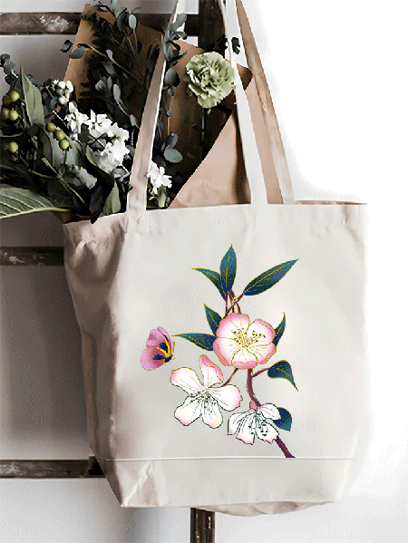 

Floral Butterfly Shopping Tote, White, Bags
