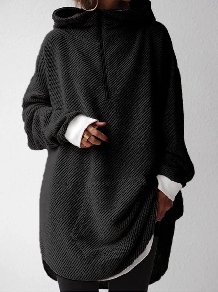 

Hoodie Casual Shift Plain Sweatshirt, Deep gray, Hoodies & Sweatshirts
