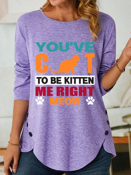 

Lilicloth X Rajib Sheikh You've Cat To Be Kitten Me Right Meow Women's Long Sleeve T-Shirt, Purple, Long sleeves