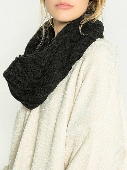 

Casual Solid Color Wool Knit Scarves Necks Daily Commuting Accessories, Black, Women Scarves & Shawls