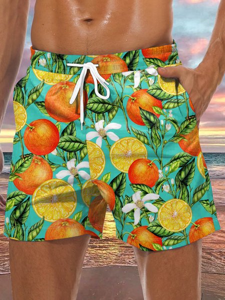 

Orange Drawstring Beach Shorts, Men's shorts