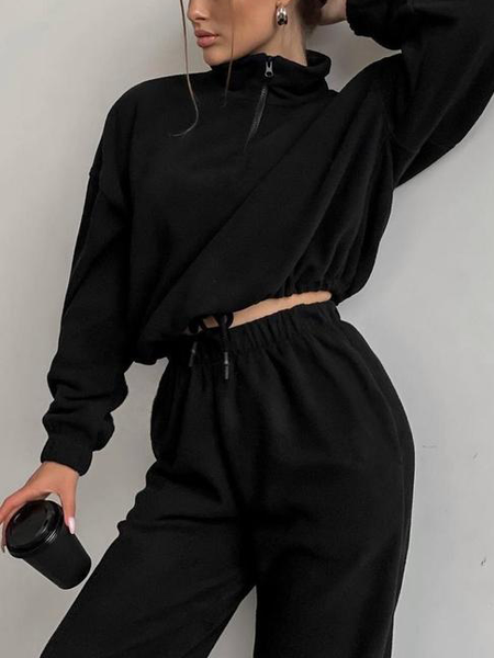 

Elegant Drawstring Sweatshirt, Black, Hoodies and Sweatshirts