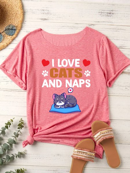

Lilicloth X Rajib Sheikh I Love Cats And Naps Women's T-Shirt, Pink, T-shirts