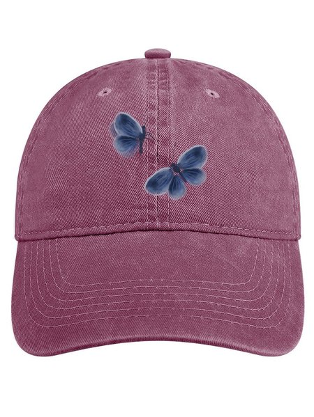 

Butterfly Adjustable Denim Hat, Red, Hats