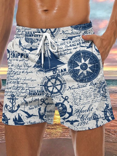 

Vikings Drawstring Beach Shorts, White, Men's shorts
