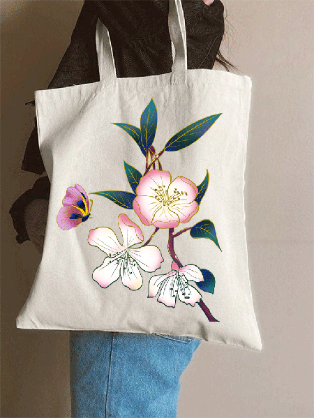 

Floral Butterfly Shopping Tote, White, Bags