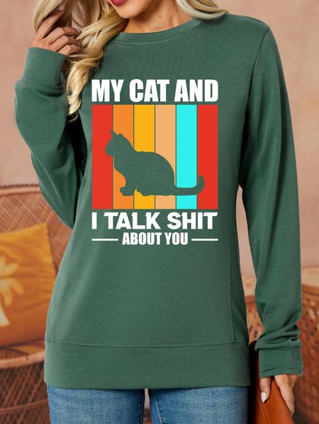 

Lilicloth X Rajib Sheikh My Cat And I Talk Shit About You Women’s Sweatshirt, Green, Hoodies&Sweatshirts