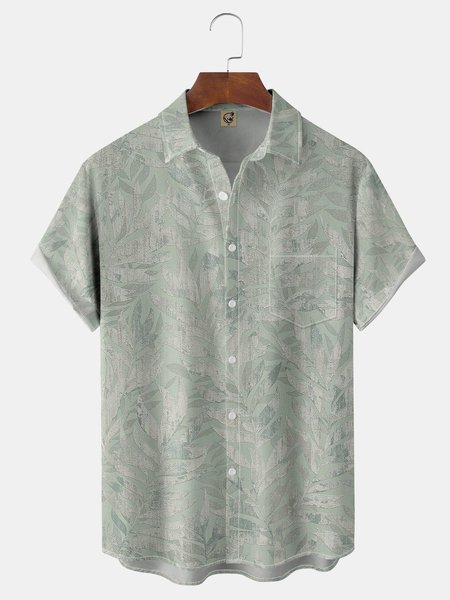 

Floral Chest Pocket Short Sleeve Hawaiian Shirt, Green, Men Shirts